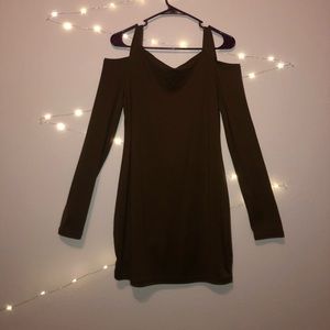 Brown cold shoulder dress